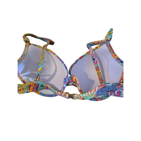Bleu Swim Top 10 Womens Underwired Padded Multicolor Geometric Print Adjustable - Picture 3 of 5